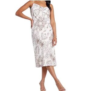 EUC Rachel Zoe Printed Satin Cowl Neck Midi Slip Dress /Express/ Fully Lined